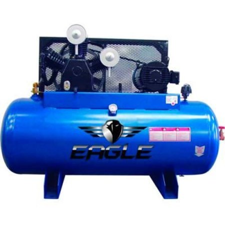 WOOD INDUSTRIES Eagle 153120H2-MS208, 15 HP, Two-Stage Compressor, 120 Gal, Horiz., 200 PSI, 44.7 CFM, 3-Phase 208V 153120H2-MS208